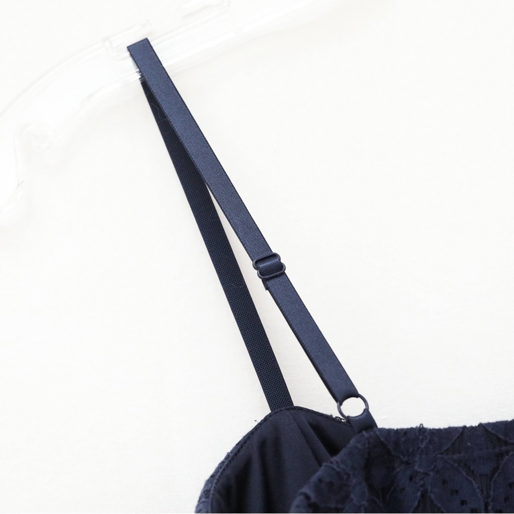 Le Chateau navy blue lace cocktail dress mini party short bohemian L babydoll - Picture 5 of 9